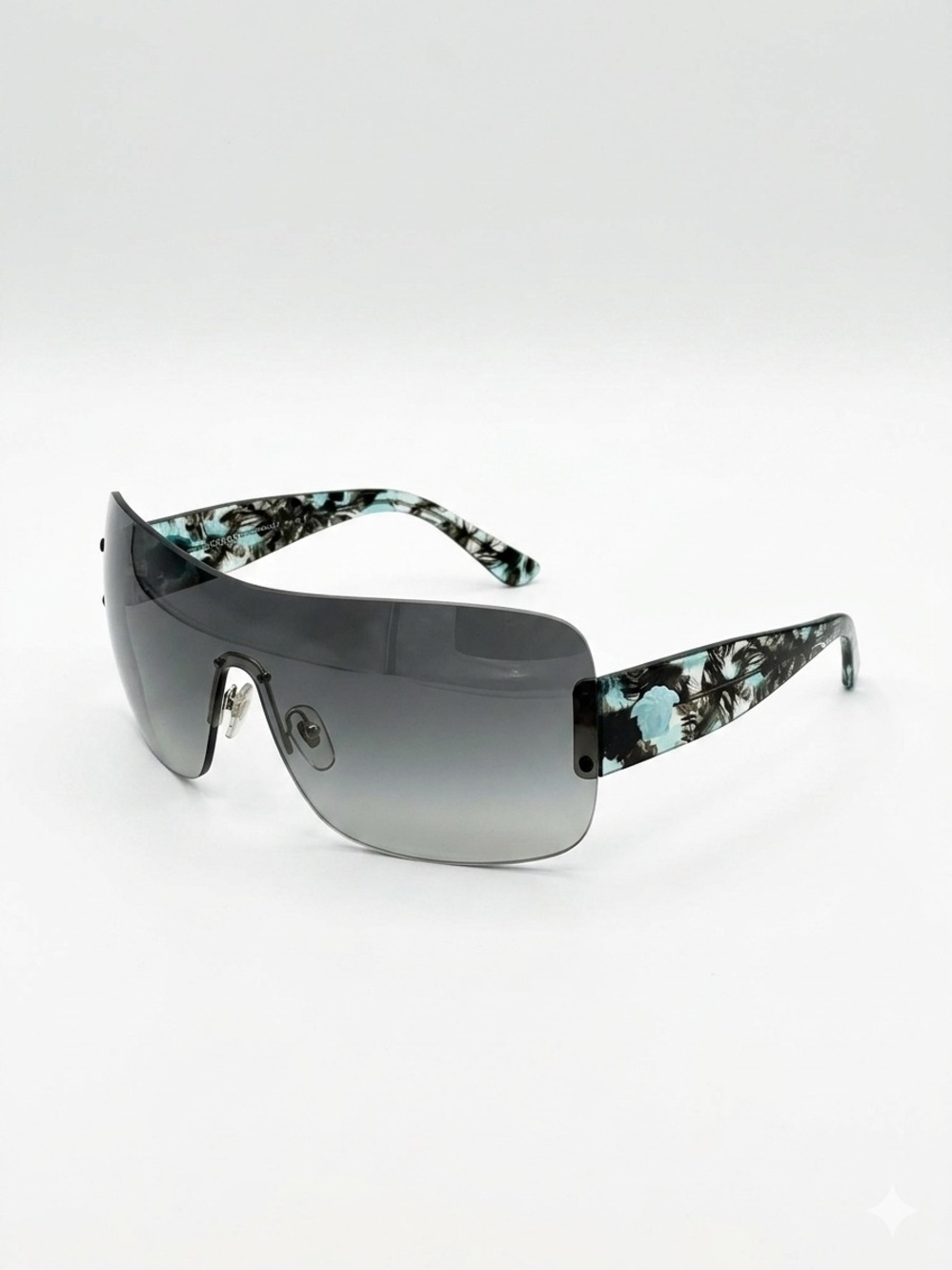 Versace Shield Sunglasses Teal Tortoise Medusa Logo - Rare Vintage Style - Picture 3 of 8